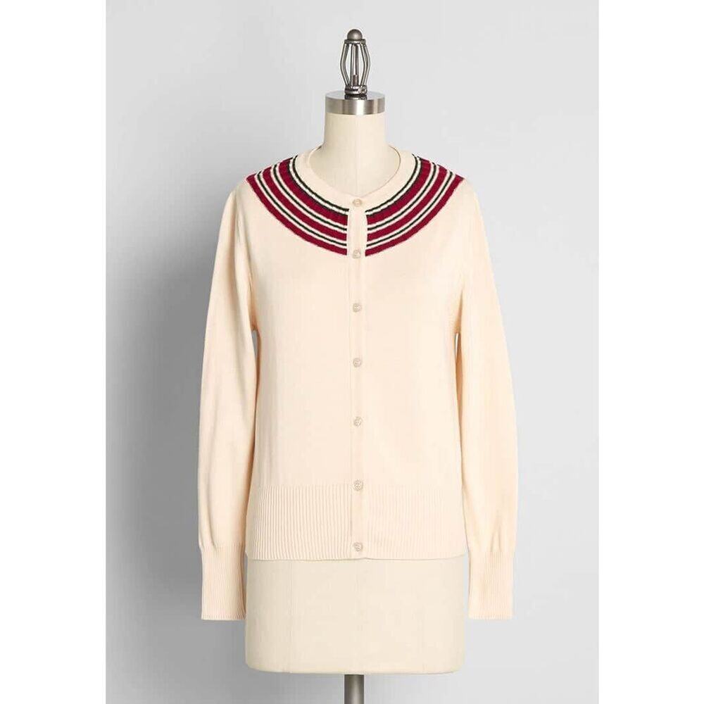 NWT ModCloth Cardigan sweater varsity holiday preppy classic medium christmas